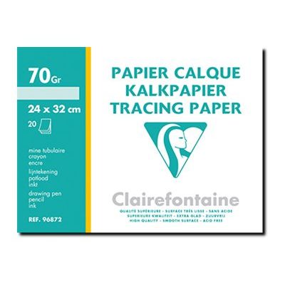 Clairefontaine Fine Arts - Pochette papier calque - 20 feuilles - 24 x 32 cm - 70 gr