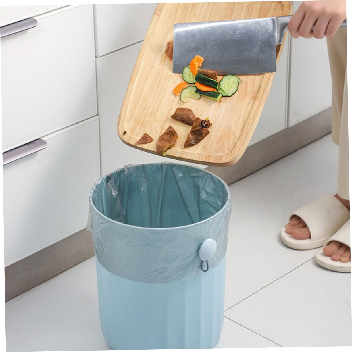 (2er Set) Ø4cm Magnetischer Müllbeutel Halter Müllsack Clip Befestigungs Klammer - Blau