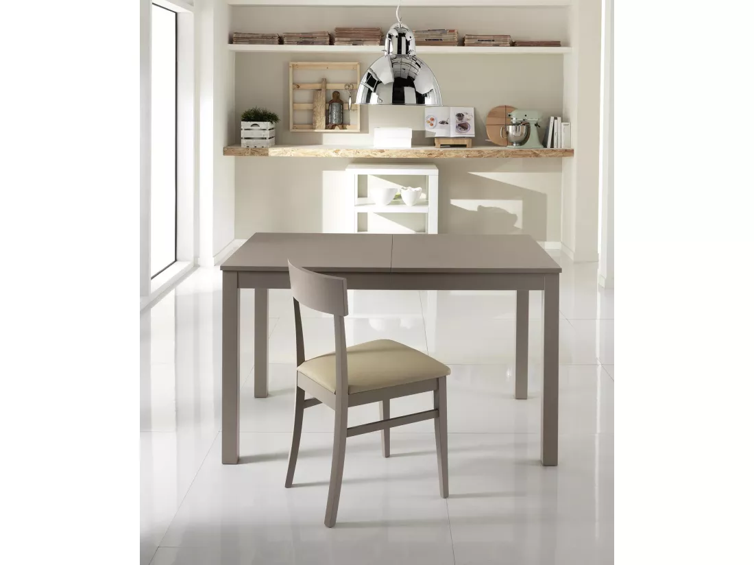 Traffic Table extensible (130/210 x 80 cm) en mélaminé gris tourterelle