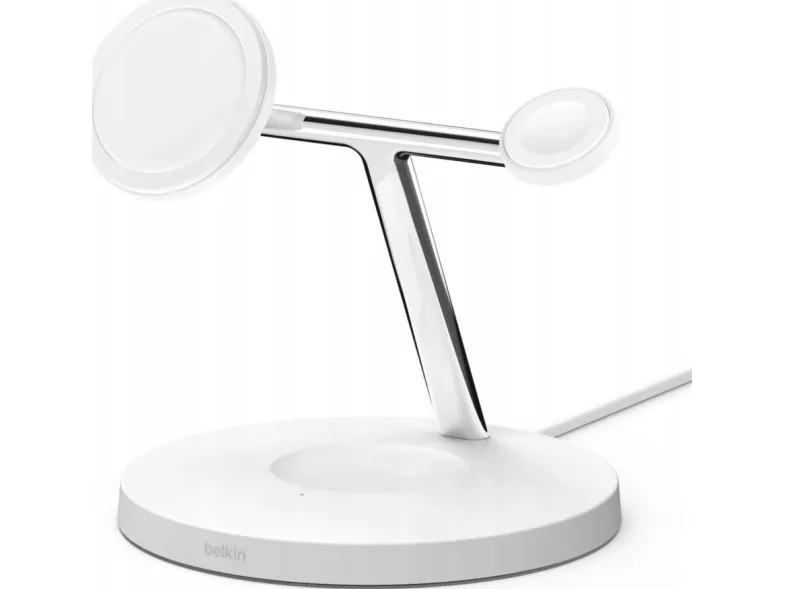 Belkin BoostCharge Pro - Trådløs opladningsstander - med MagSafe   AC-strømadapter - 15 Watt - Fast Charge - hvid - for Apple AirPods; AirPods Pro; iPhone 12, 13; Watch Series 4, Series 5, Series 6, Series 7