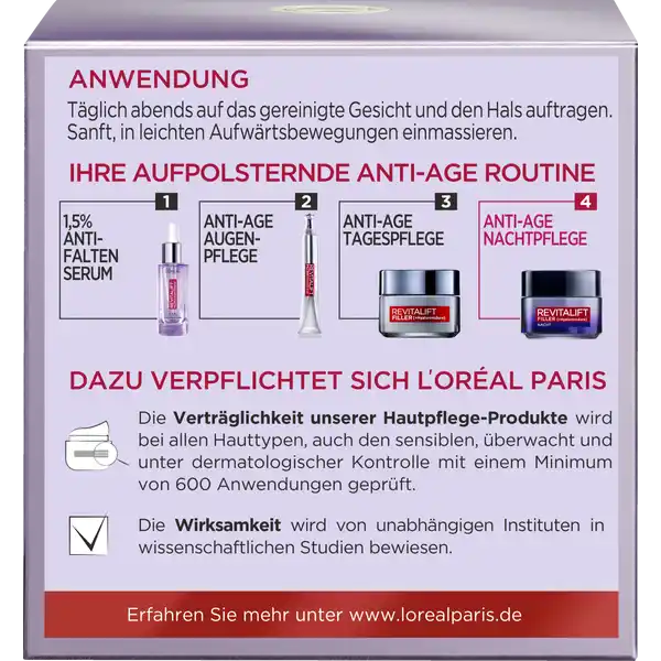 Anti-Age Nachtcreme Filler Intensiv Aufpolsternd + Hyaluronsäure