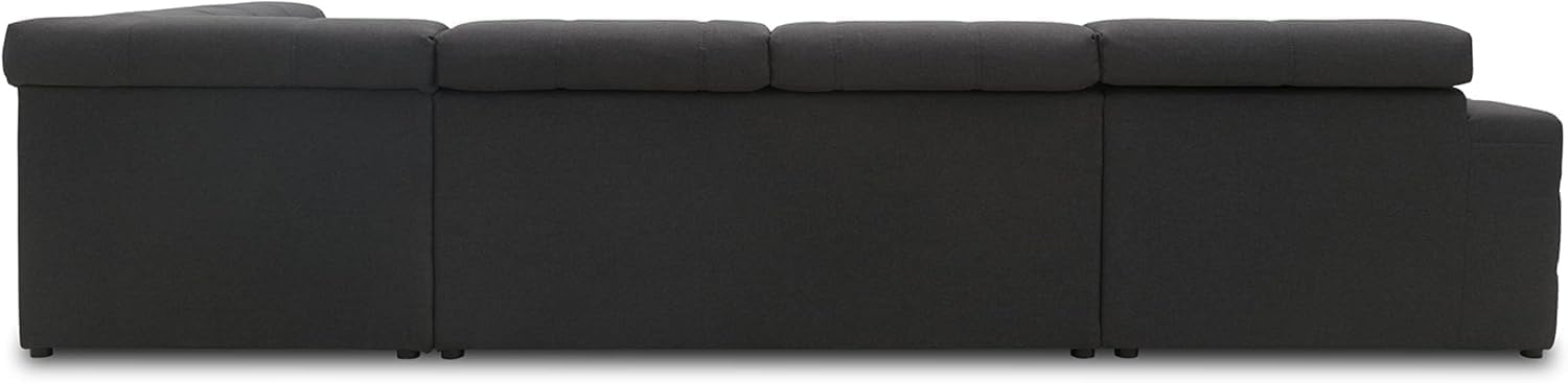 DOMO. collection Sofa Brandon, Wohnlandschaft mit Rückenfunktion und Sitztiefenverstellung Couch in U-Form, Polstergarnitur 359 x 228 x 80 cm (BxTxH), dunkelgrau