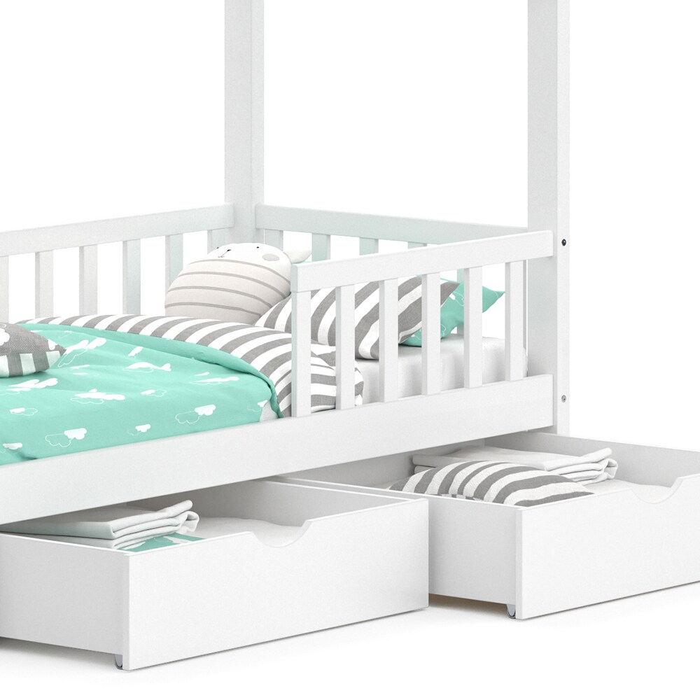 VitaliSpa Kinderbett Hausbett Spielbett Wiki 80x160 inkl Lattenrost 2 Schubladen