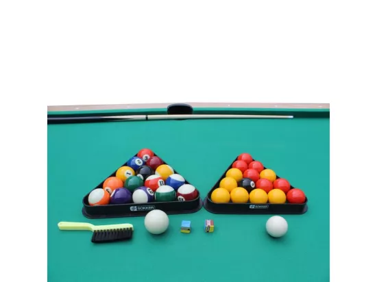 Billard Américain convertible table 4places KITBILL 5FT - 183 x 102 x 78 cm Plateau dînatoire et accessoires inclus - Beige