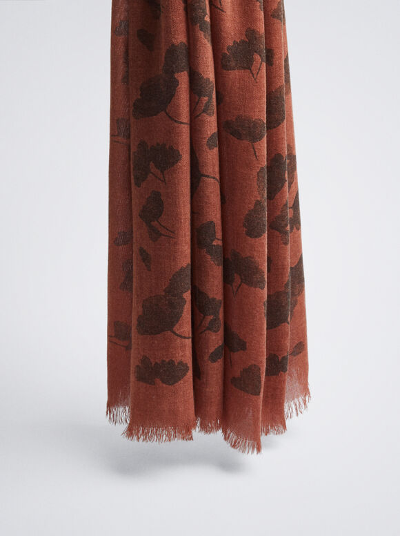Pañuelo Con Estampado Floral - Teja