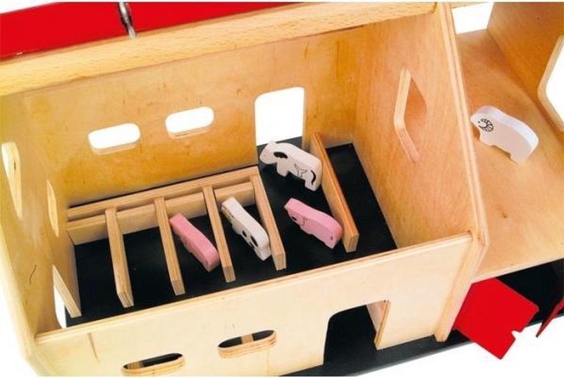 small foot - Grote Houten Farm - Speelgoed - Met Hinged Dak en Schommeldeuren - Vanaf 3 Jaar