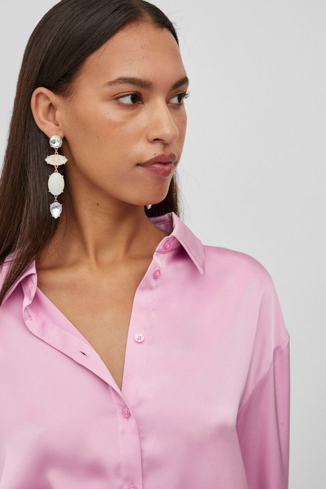 Camisa de cetim Villa - Rosa
