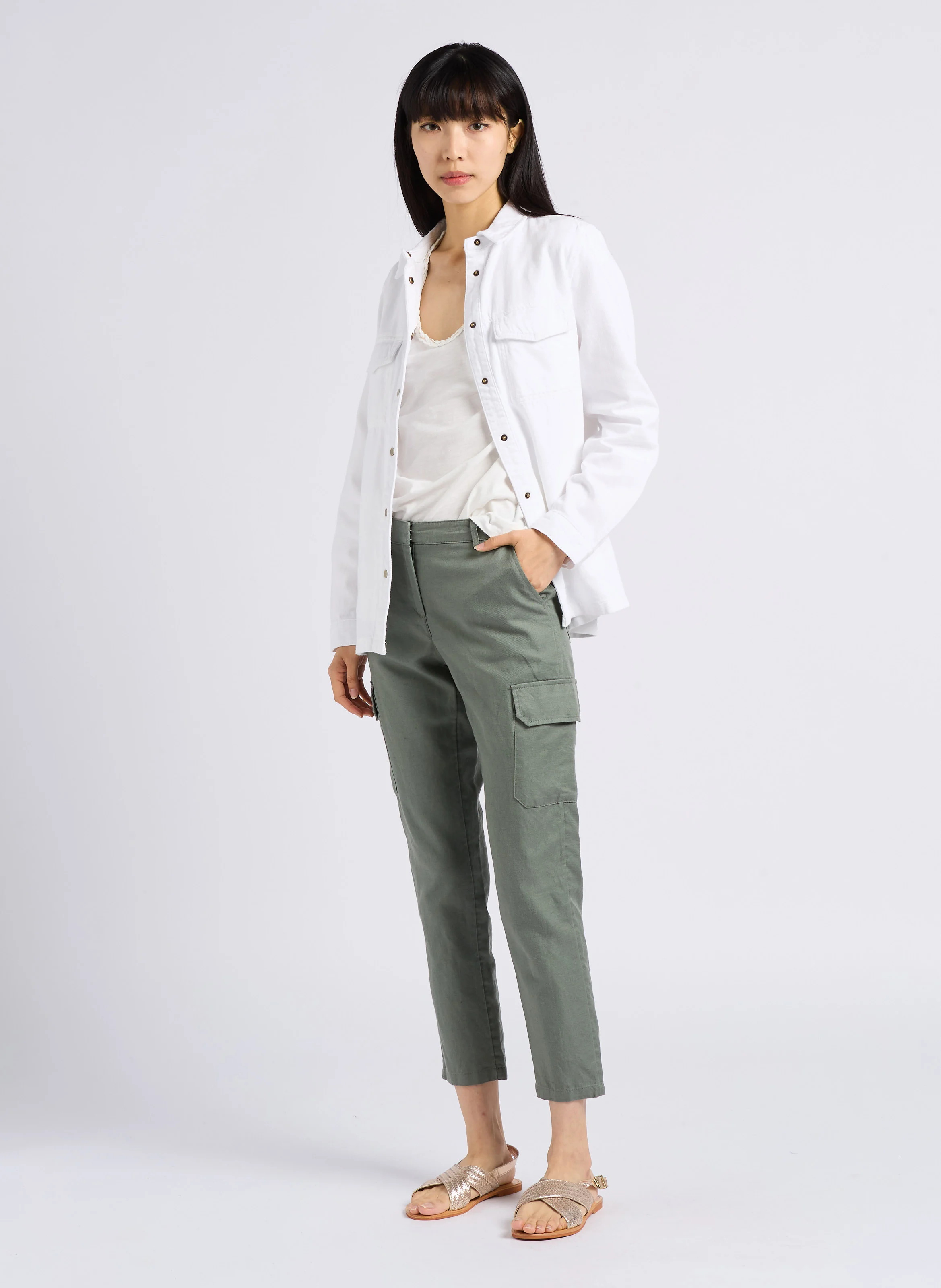 NADINE - Surchemise col classique en coton | Blanc