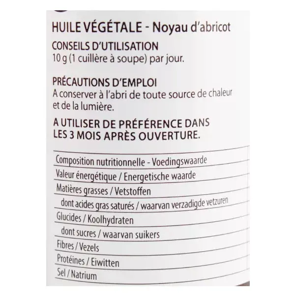 Óleo Vegetal de Semente de Damasco Orgânico Pranarom 100ml