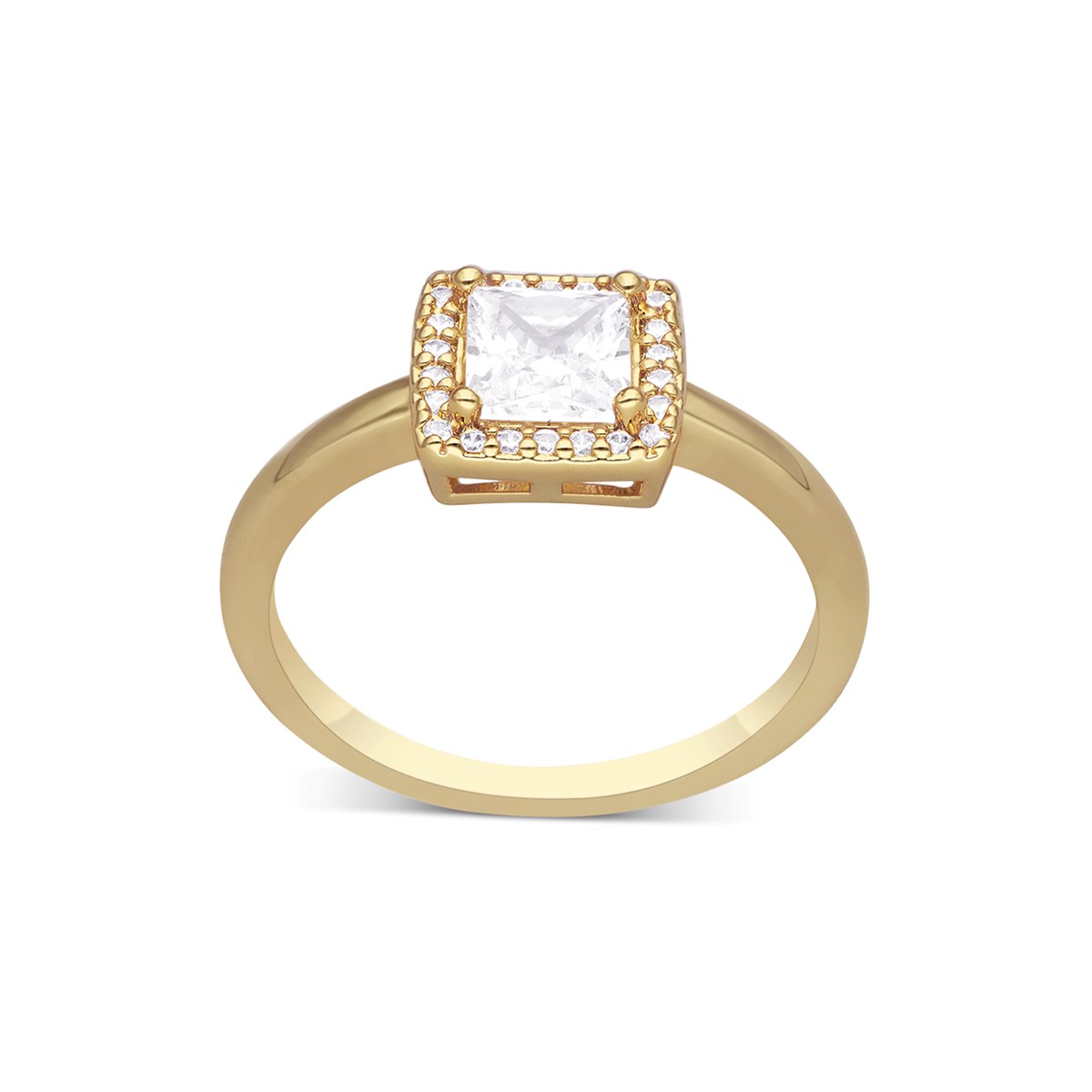 Bague Dorée Solitaire Carré