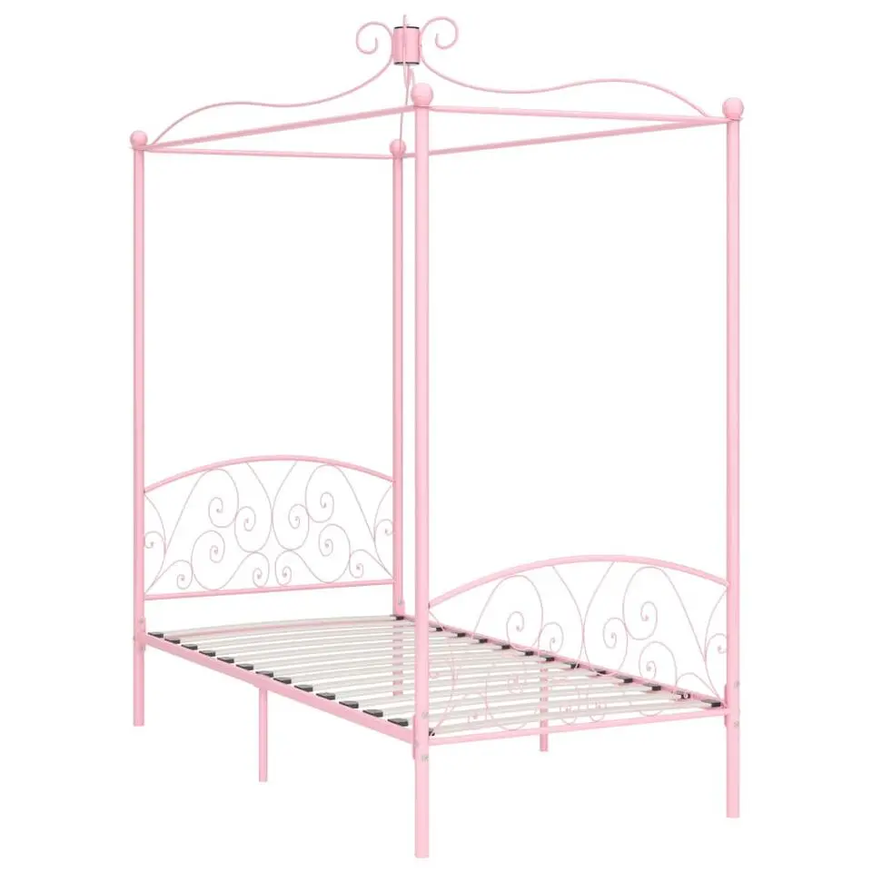 vidaXL - Hemelbed met verfijnd ontwerp - Roze - Metaal - 100x200 cm