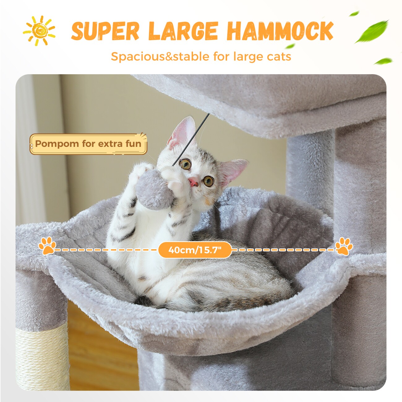 Pawz Road –Kratzbaum 104 cm–mit Höhlen grau