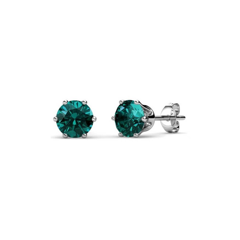 Boucles d'oreilles Birth Stone Mai - Argenté et Vert foncé