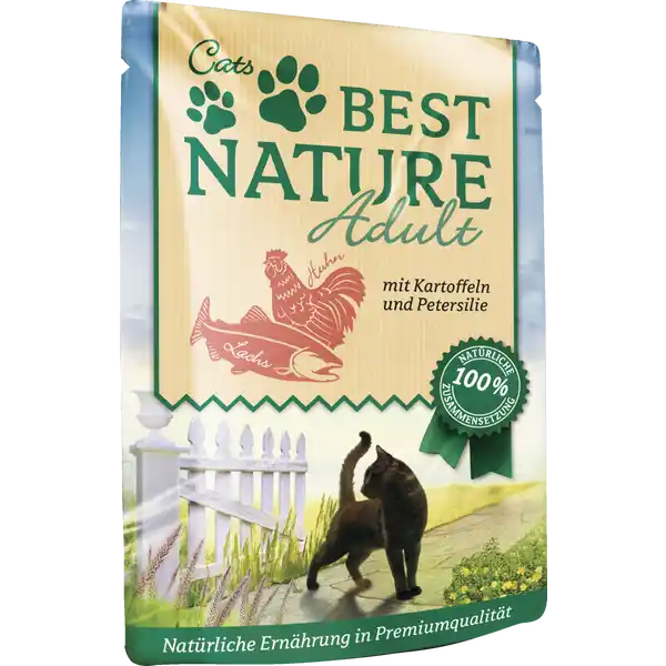 Katzenfutter Adult Lachs und Huhn mit Kartoffeln und Petersilie