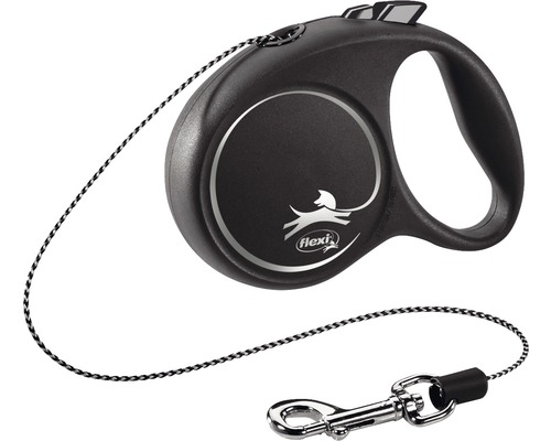Flexi uittrekbare hondenriem met touw XS 3 m < 8 kg zwart