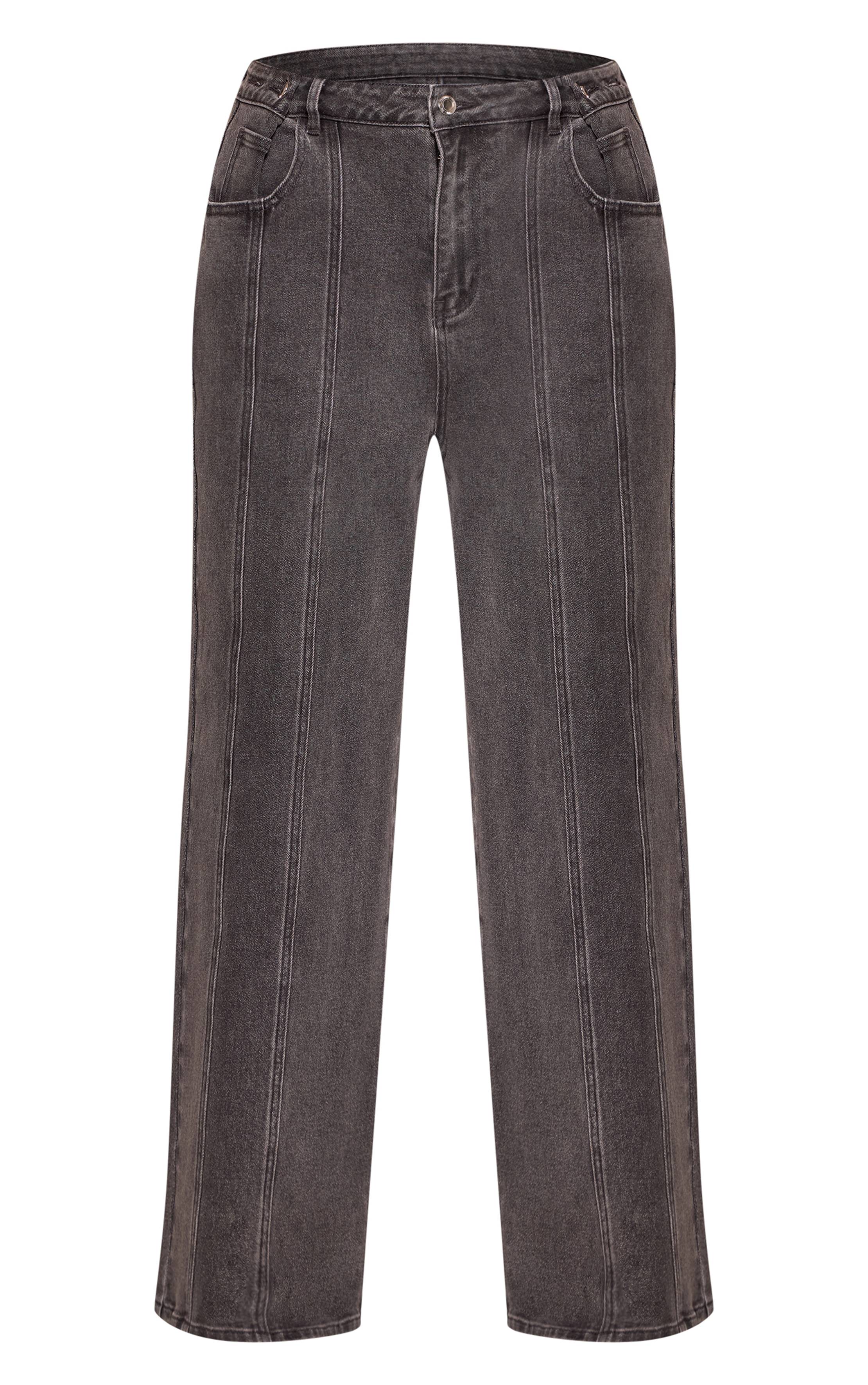 Charbon Jean Large Taille Haute En Denim Stretch Avec Boutons Ajustables Shape