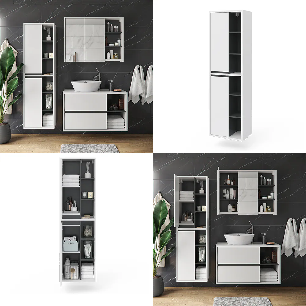 Vicco Badschrank Viola Weiß Hängeschrank Hochschrank 2 Türen Badmöbel Badregal