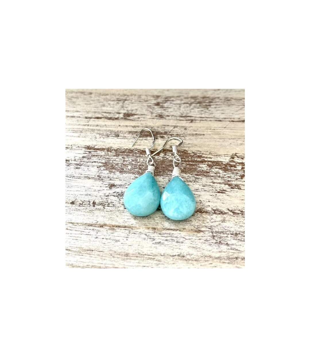 Boucles d'oreille passion en Amazonite
