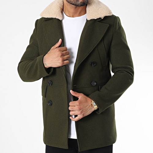 Veste Col Mouton Vert Kaki