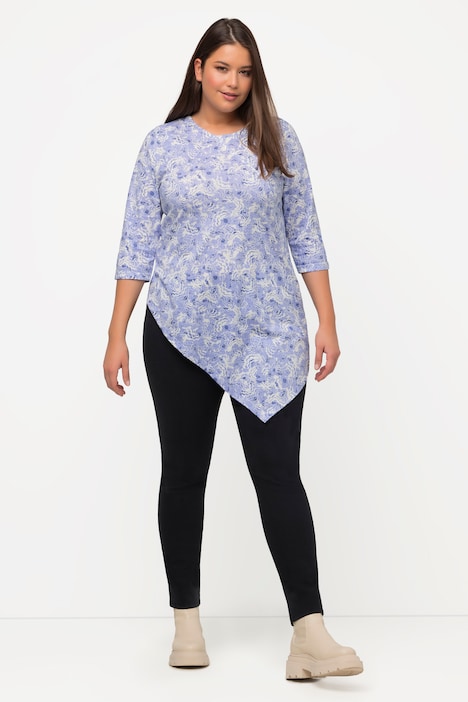 Shirt, Zipfelsaum, Rundhals, 3/4-Arm, Biobaumwolle