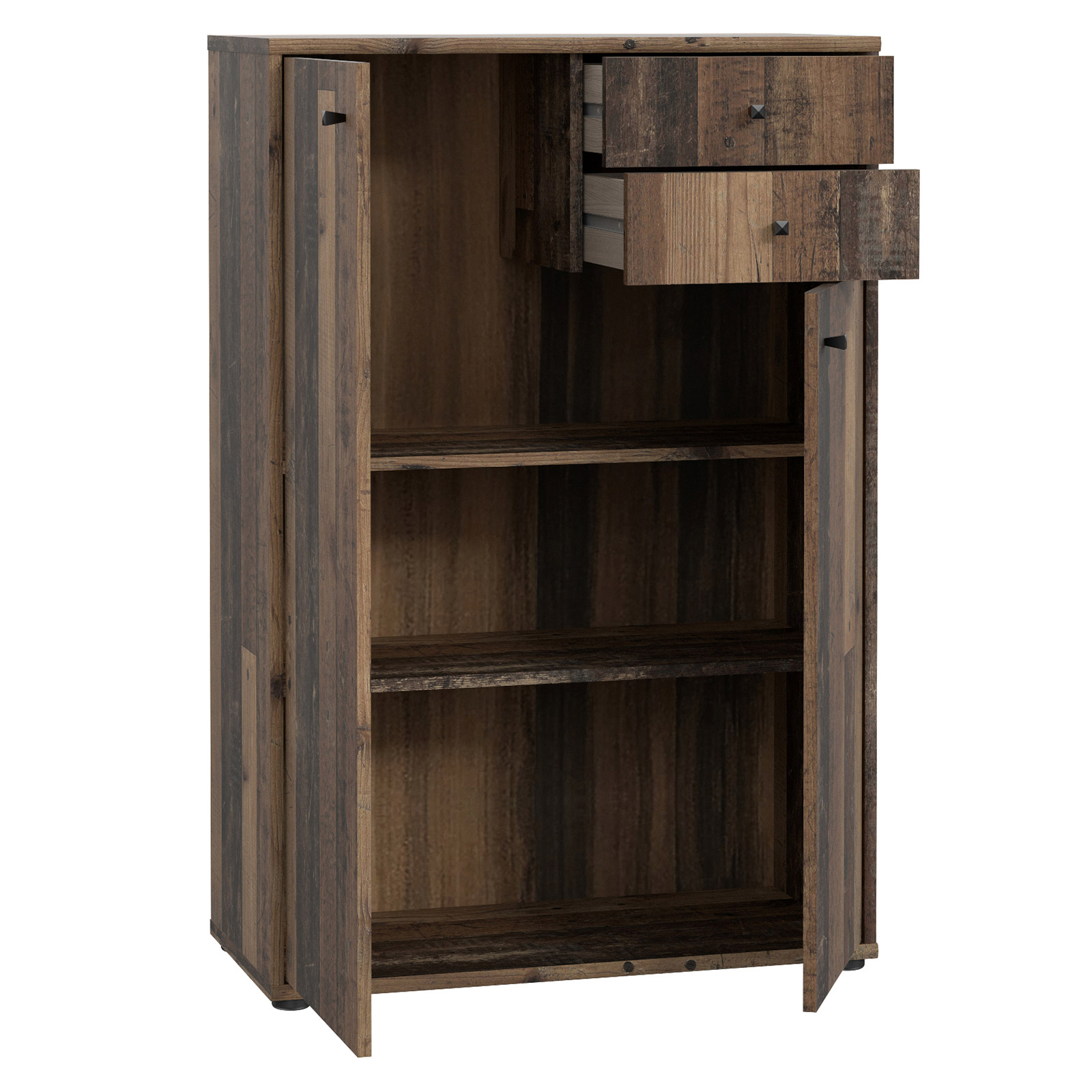 Kommode - Old Wood Vintage - 74 cm breit - 2 Türen - 2 Schubkästen