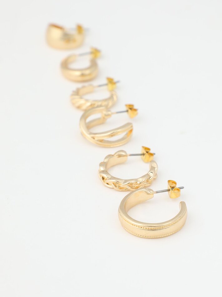 Conjunto de 6 brincos combinando - Dourado