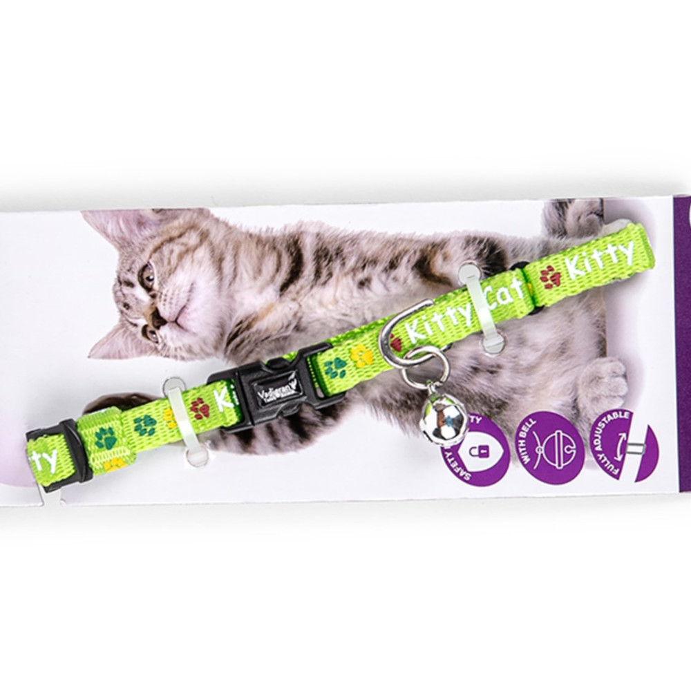 Collier chaton kitty vert. 16-25cm x 8mm.