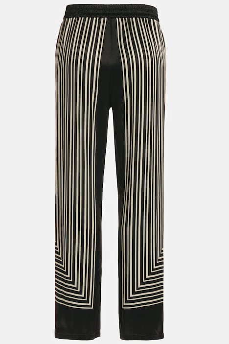 Satinhose Rose, Linien-Design, weites Bein, Elastikbund