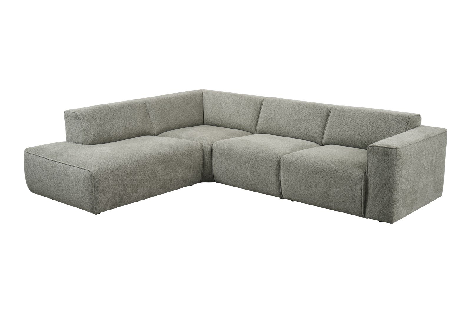Enjoy hjørnesofa 2,5-seter åpen ende venstre i tekstil Mito 180 Light Grey med sorte ben