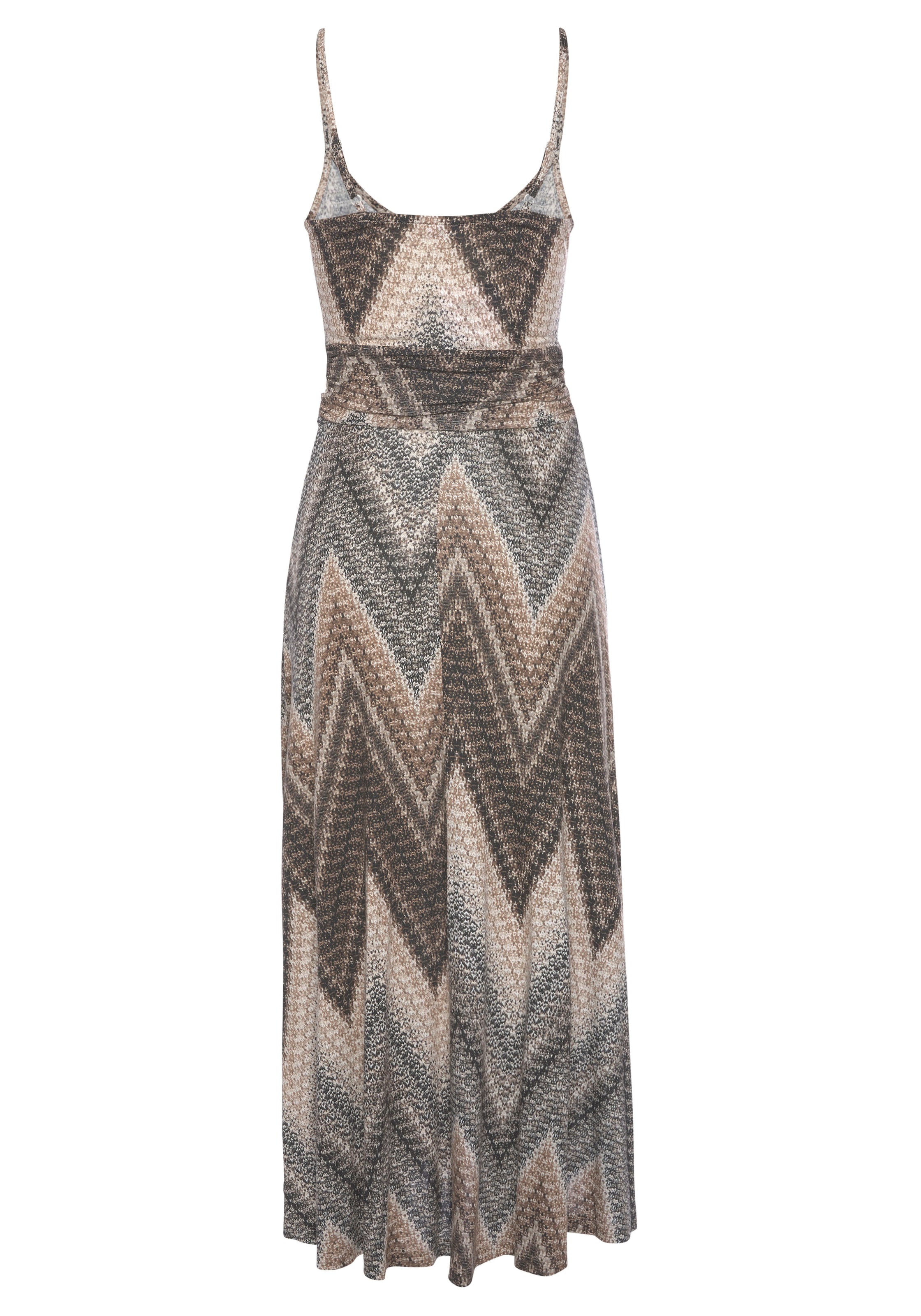 LASCANA Midikleid mit Raffung in der Taille und Schlitz, Sommerkleid, Strandkleid