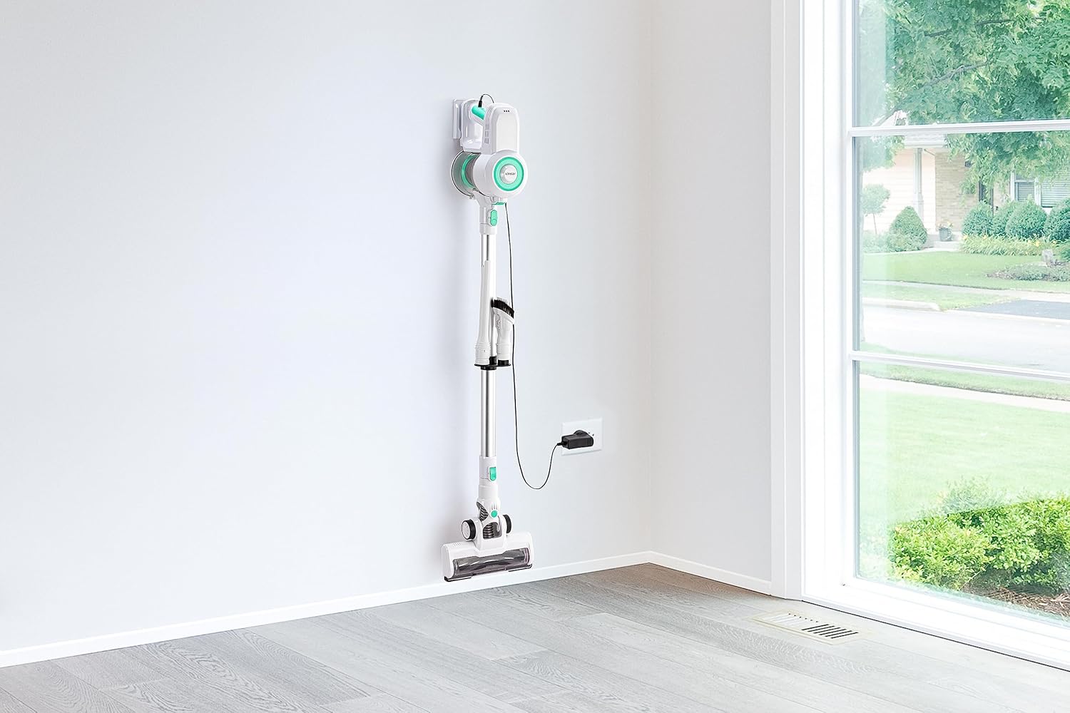 Akku Staubsauger - Beutellos - 36 Min Laufzeit - Kabellos und inkl. Wandhalterung - Mit Breiter LED-Elektrobürste, HEPA-Filter und Bürstenlosem Motor - Für alle Bodenarten