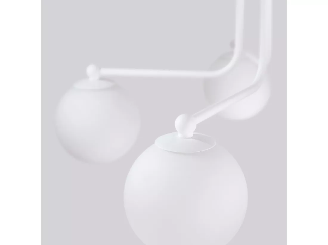Lustre Astral minimaliste en acier/verre - 5 sources lumineuses - L.58 x H.29 cm - blanc