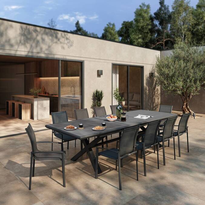 Table de jardin extensible AXIOME Ardoise granitée