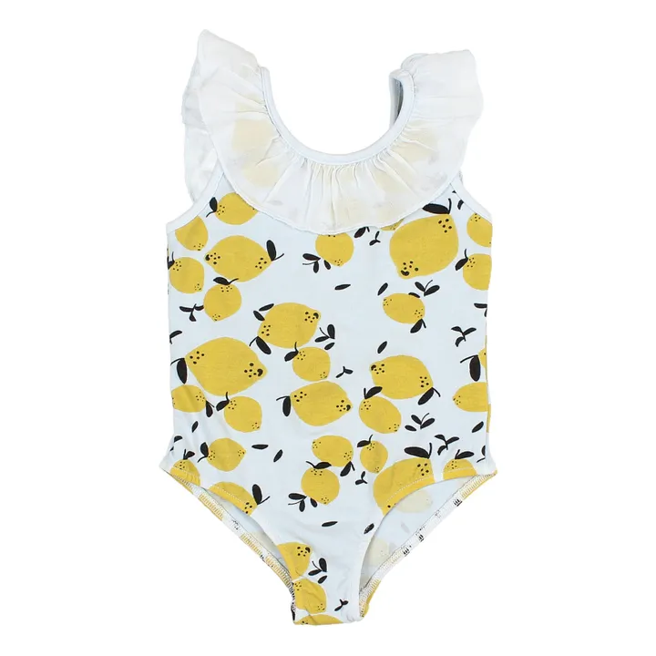 Búho Maillot de Bain 1 Pièce Coton Bio Citrons | Bleu ciel