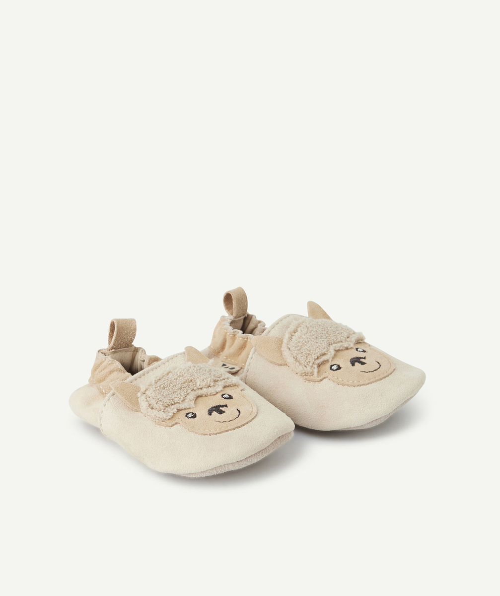 chaussons bébé garçon beige avec animation mouton