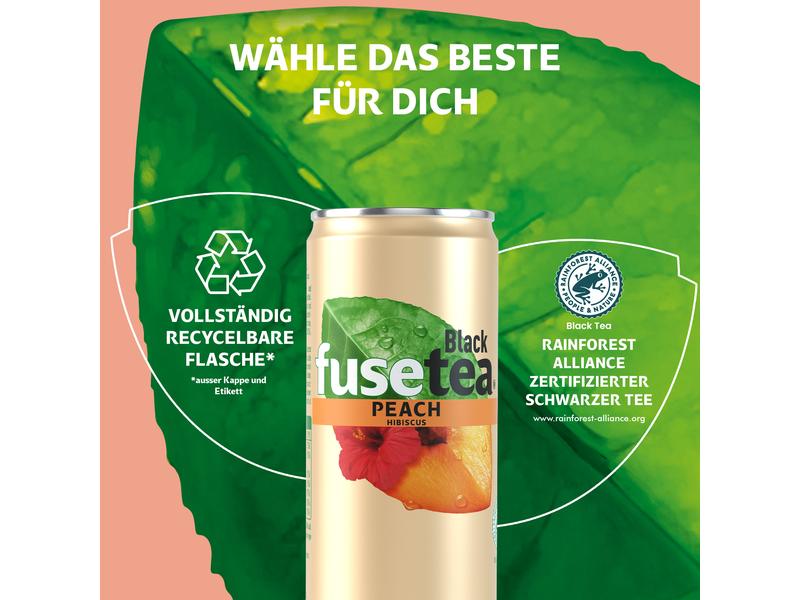 Fusetea Black Ice Tea Peach-Hibiscus 6 x 0.33 l Erfrischender Pfirsich-Eistee