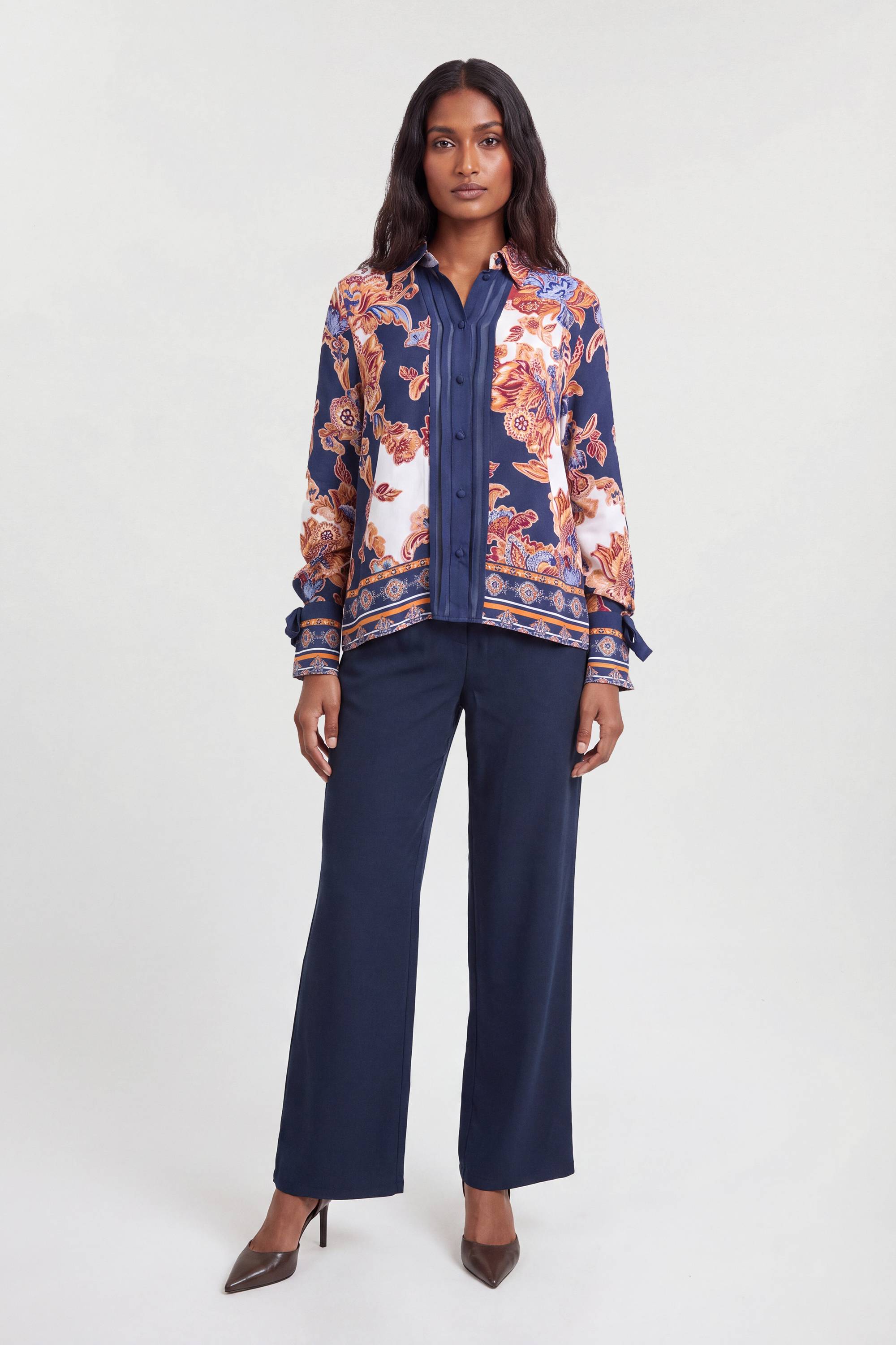 KarenMillen Chemise En Viscose À Imprimé Baroque Avec Détail De Manches Nouées