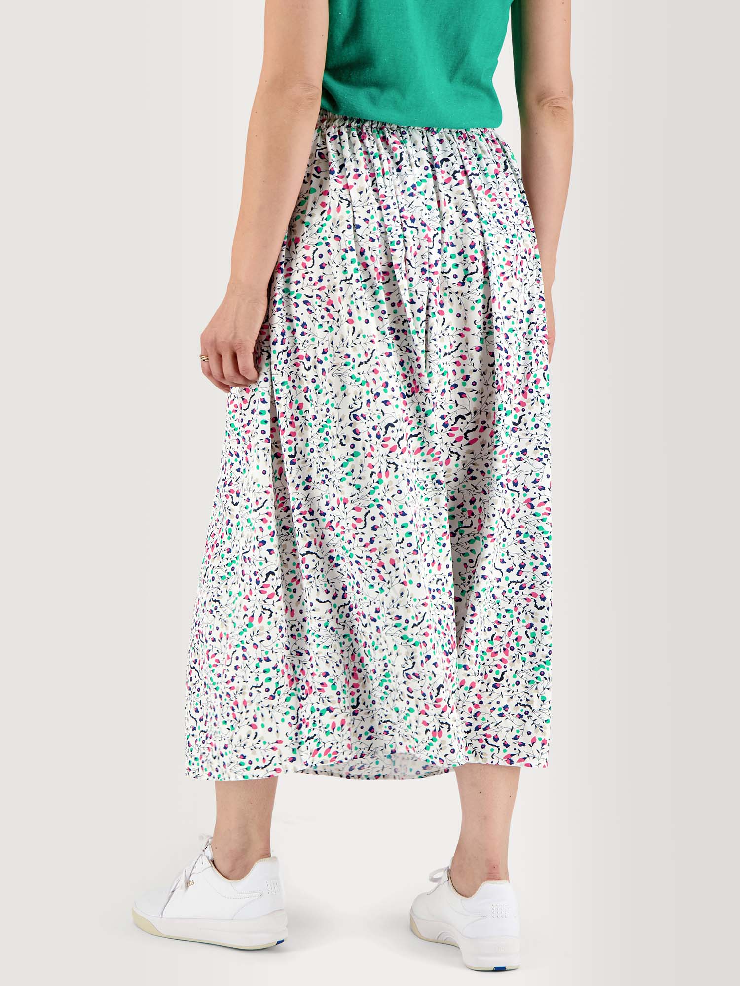 Jupe Midi Femme Ceinture Elastiquée Motif Multico