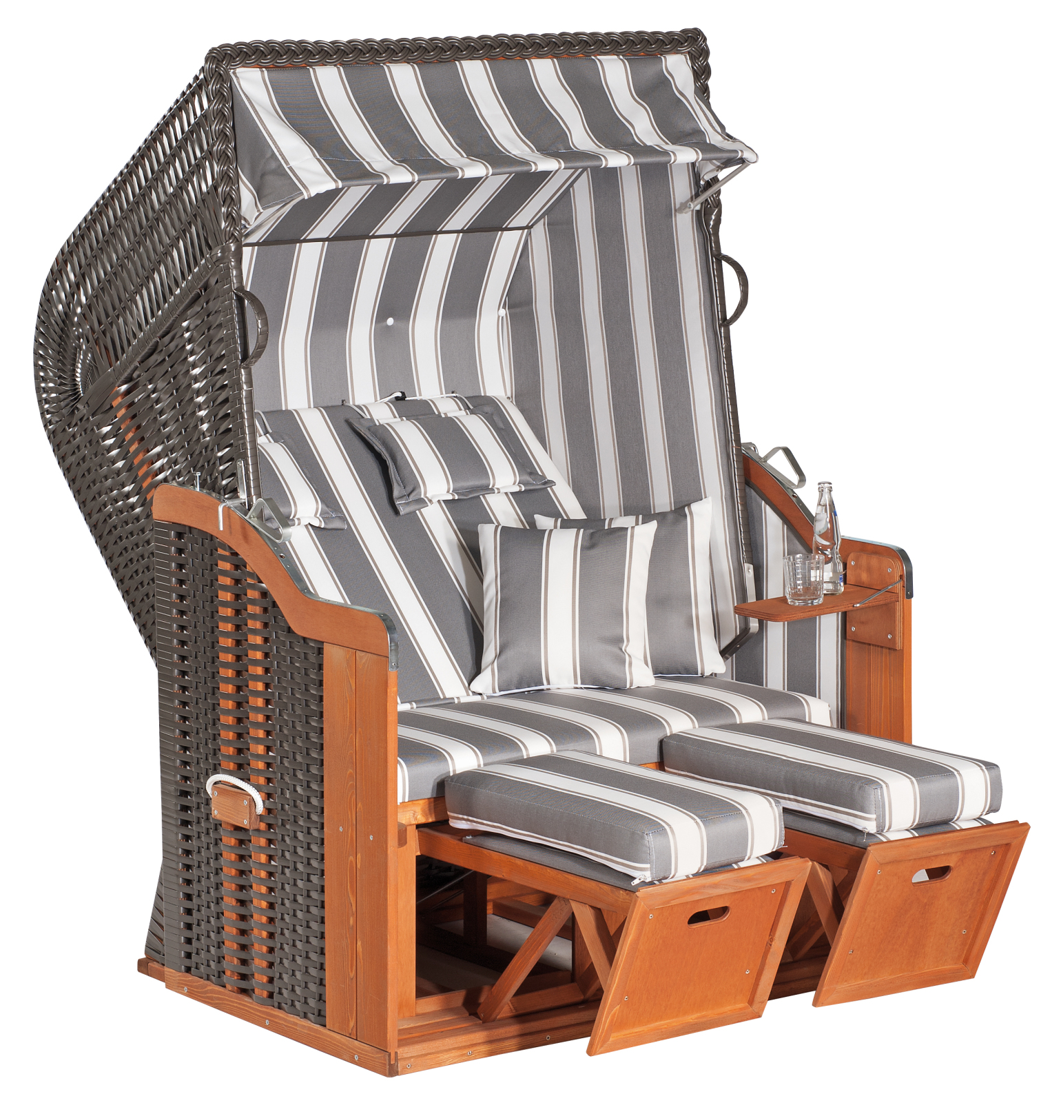 Strandkorb RUSTIKAL 250 PLUS - Geflecht anthrazit - 125x160 cm