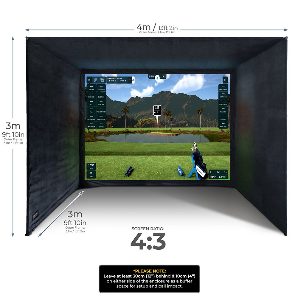 Golfvegger og Impact Screen til hjemmesimulator