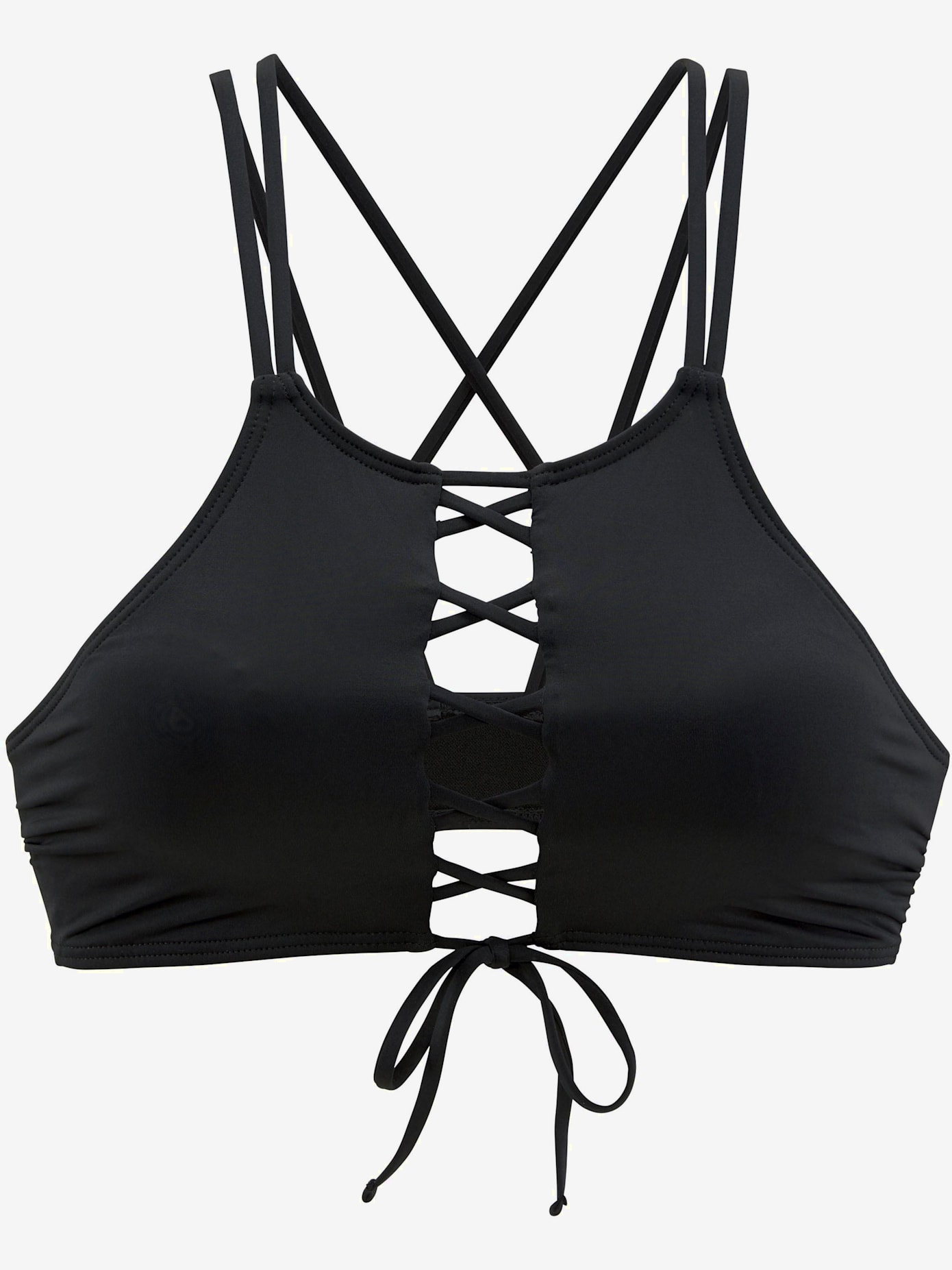 Haut de bikini bustier bretelles croisées au dos