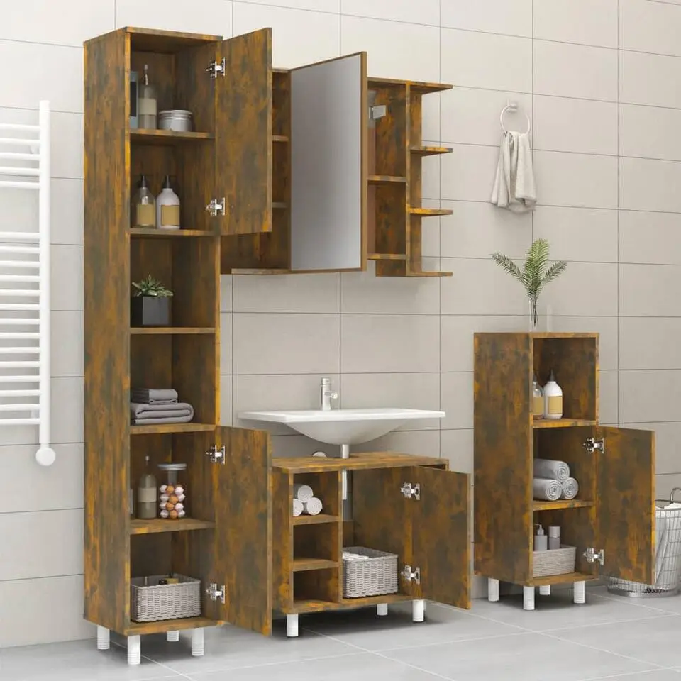 vidaXL - Kolomkast met 2 deuren - Gerookt eiken - Bewerkt hout - 30x30x179 cm
