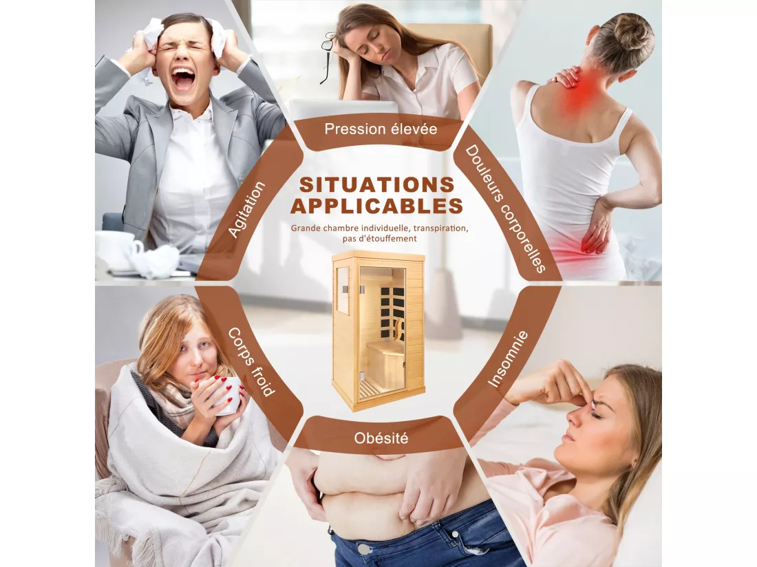Sauna Infrarouge Portable 1-2 Personnes – Hemlock Canadien avec Bluetooth et Technologie Far Infrared