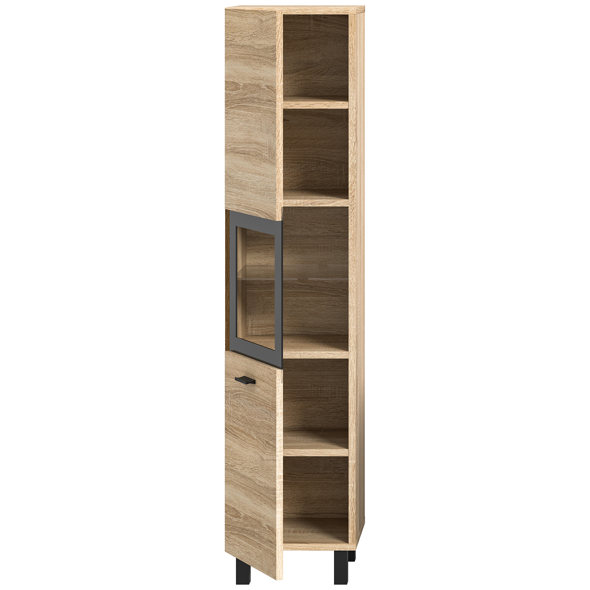 Badschrank BOSTON Sonoma Eiche-schwarz - 30 cm