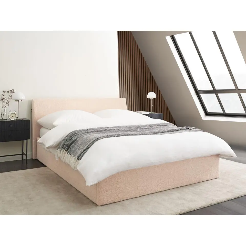 ORBEY - Bed met opbergruimte - Beige - 140 x 200 cm - Bouclé