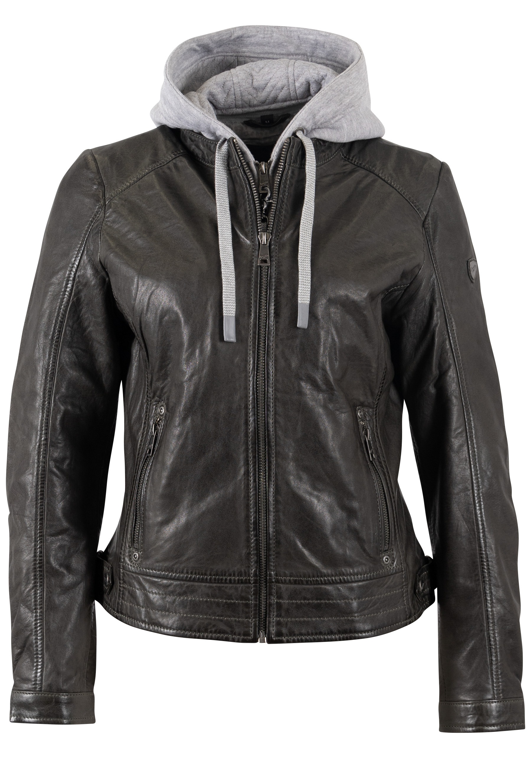 Mauritius Lederjacke »MWAleni« mit Kapuze mit Jerseykapuze und Stehkragen