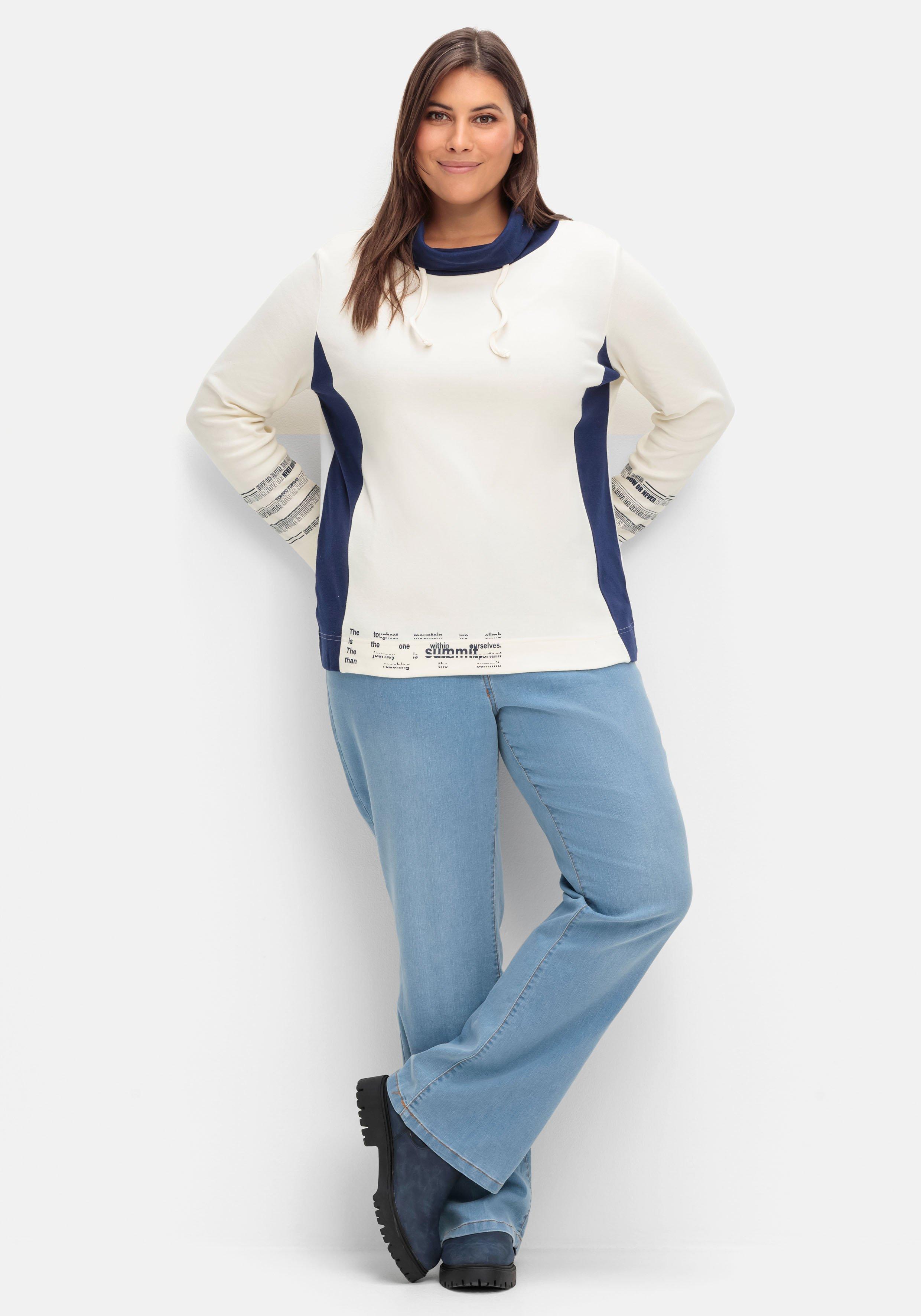 Sweatshirt mit weitem Rollkragen und Kontrastdetails
