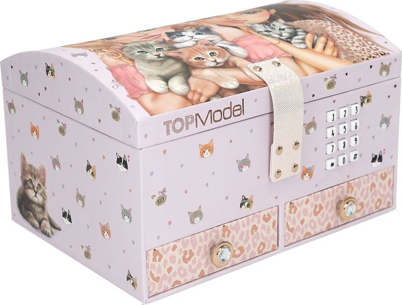 Depesche - TOPModel Cat Love - Sieradendoos - Paars - Met Spiegel en Geluid