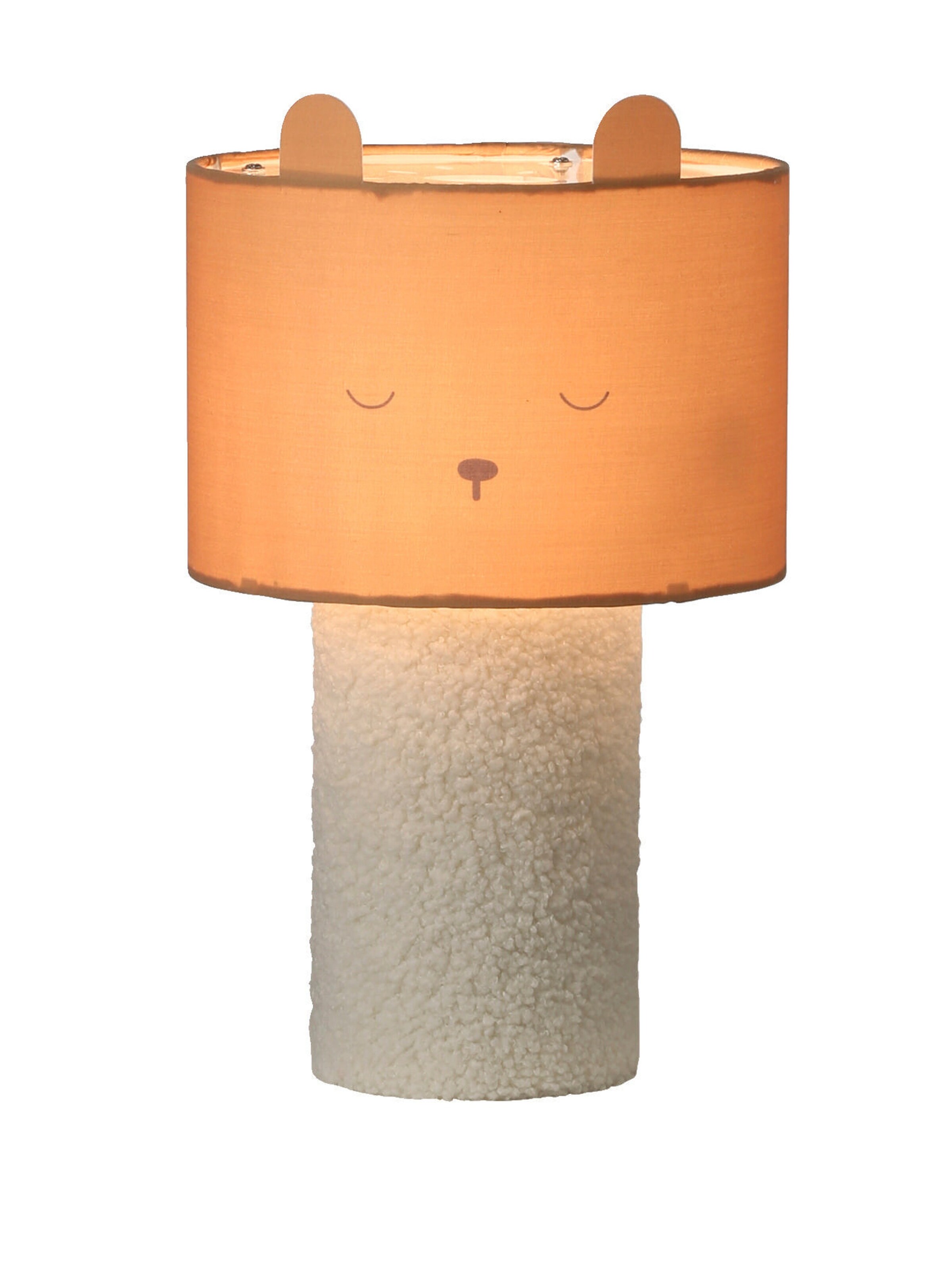 Vertbaudet Kinderzimmer Nachttischlampe BÄR mit Teddyfleece-Fuß zimt