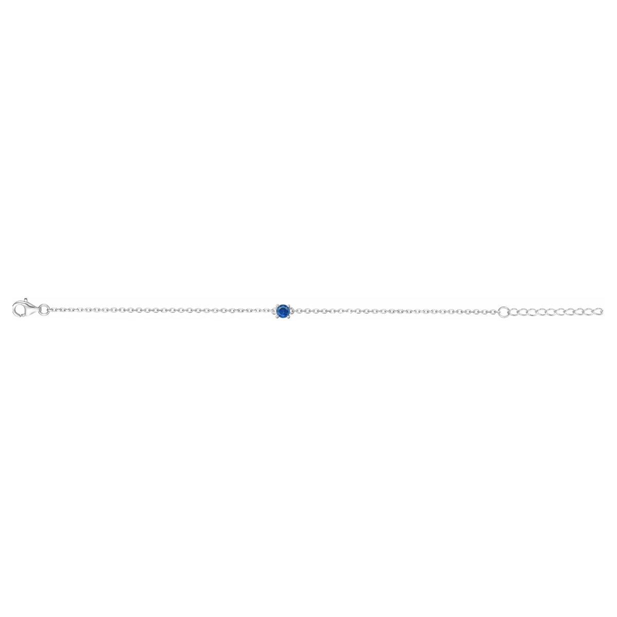 Bracelet souple mono-motif en Argent avec spinelle bleu topaze
